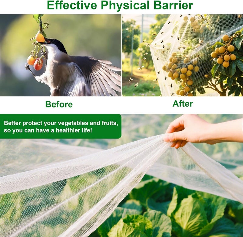 FOTMISHU Garden Netting 10x20FT Ultra Fine Mesh Netting Bird Barrier Protection Vegetable Fruit Tree Bushes Plant Cover for Raised Bed - Image 5